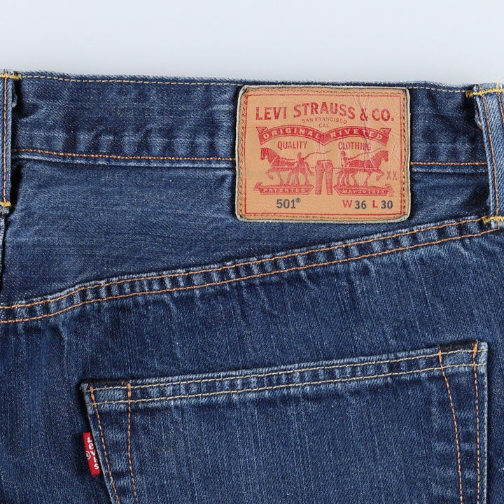 Levi's 501 straight denim pants for men, size W35 cotton navy blue type Vintage Second Hand