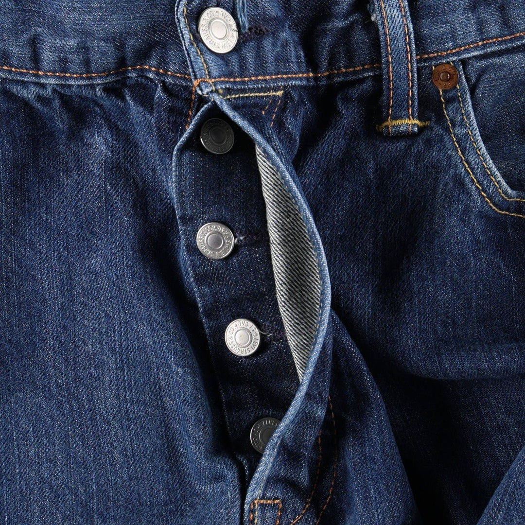 Levi's 501 straight denim pants for men, size W35 cotton navy blue type Vintage Second Hand