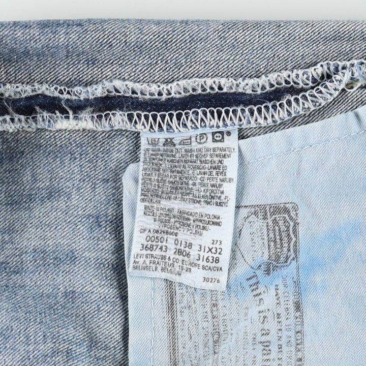 Levi's 501-0138 Euro Model Straight Denim Pants, Men's W30 (approx.) cotton blue type Vintage Second Hand