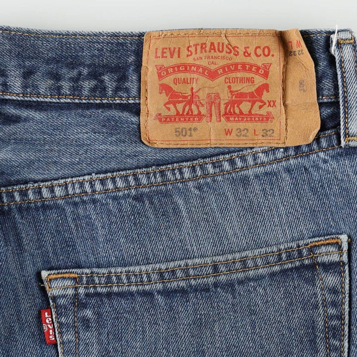 Levi's 501 straight denim pants for men, size W32 cotton blue type Vintage Second Hand