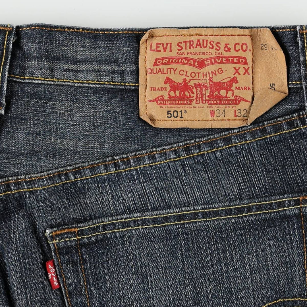 Levi's Levi's 501 STRAIGHT LEG BUTTON-FLY Euro model straight denim pants for men, equivalent to w34 cotton Navy blue Vintage Second Hand