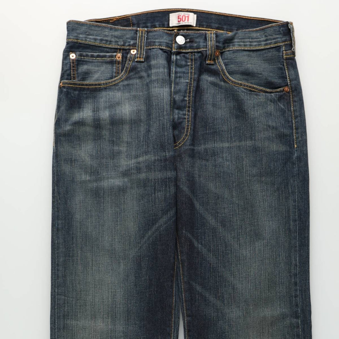 Levi's Levi's 501 STRAIGHT LEG BUTTON-FLY Euro model straight denim pants for men, equivalent to w34 cotton Navy blue Vintage Second Hand