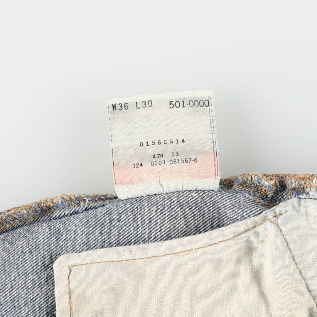 Levi's 501-0000 Straight Denim Pants, Men's Size W34 (approx.) cotton blue type Vintage Second Hand