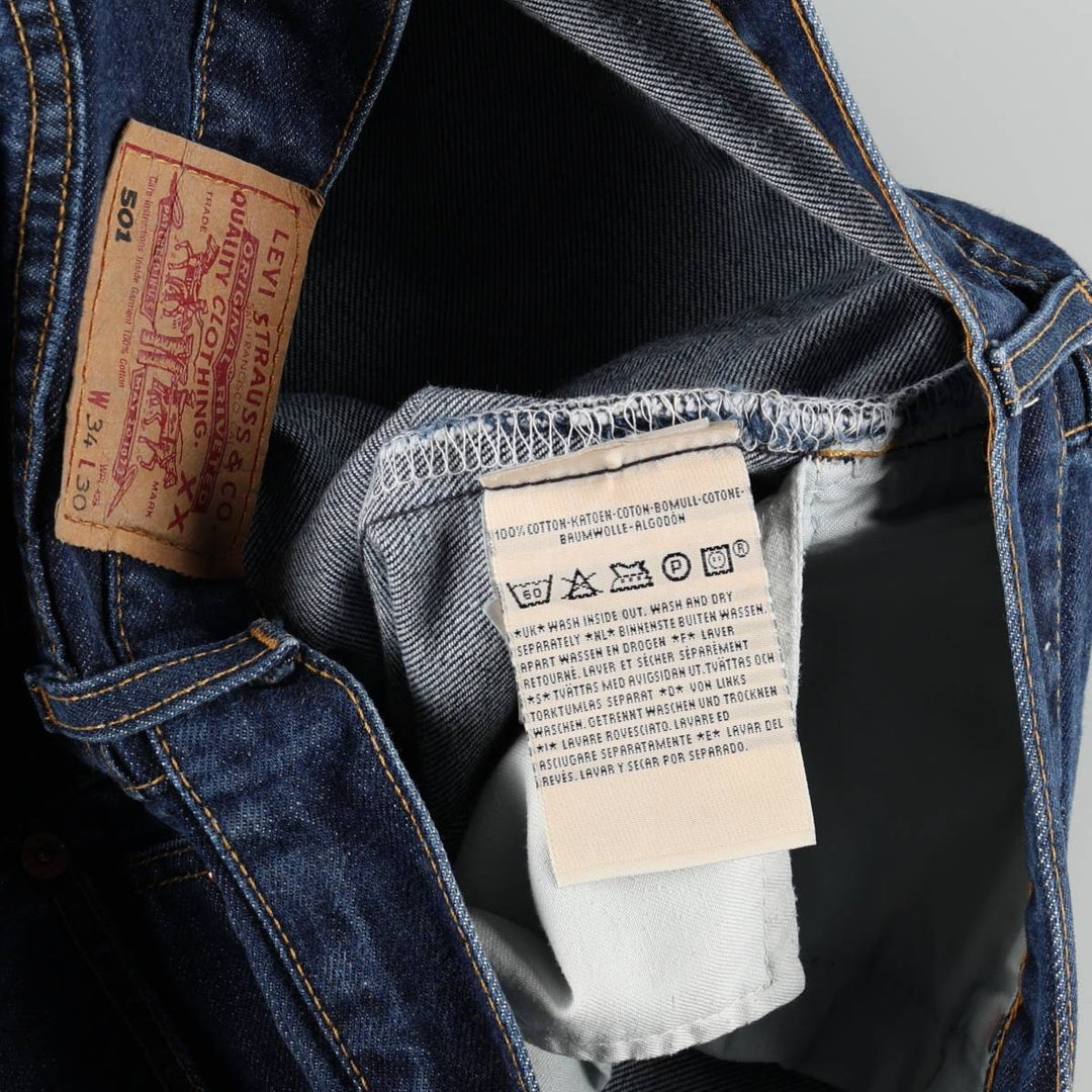 2000'S Levi's 501-0101 Straight Denim Pants, Made in England, Men's Size W34 (approx.) cotton Navy blue Vintage Second Hand