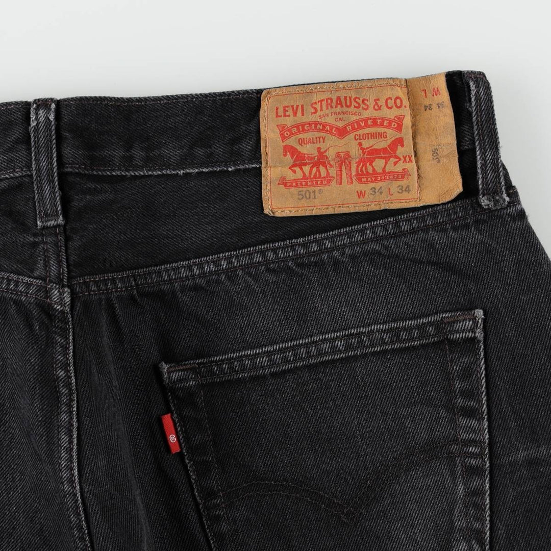 Levi's 501-0660 Black Denim Straight Leg Denim Pants, Men's Size 35 cotton black type Vintage Second Hand