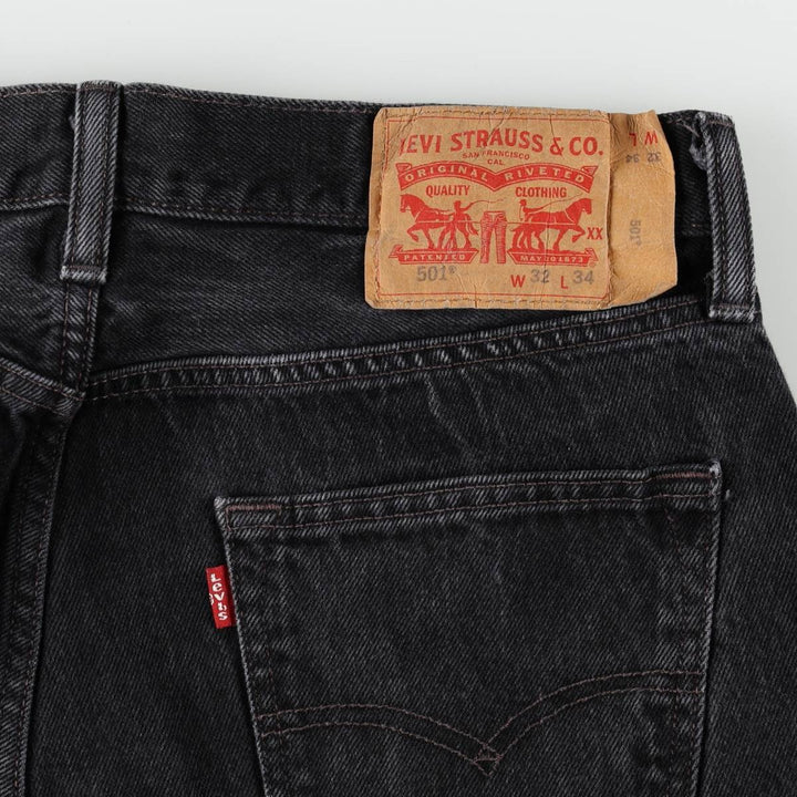 Levi's 501-0660 Black Denim Straight Leg Denim Pants, Men's Size W32 cotton black type Vintage Second Hand