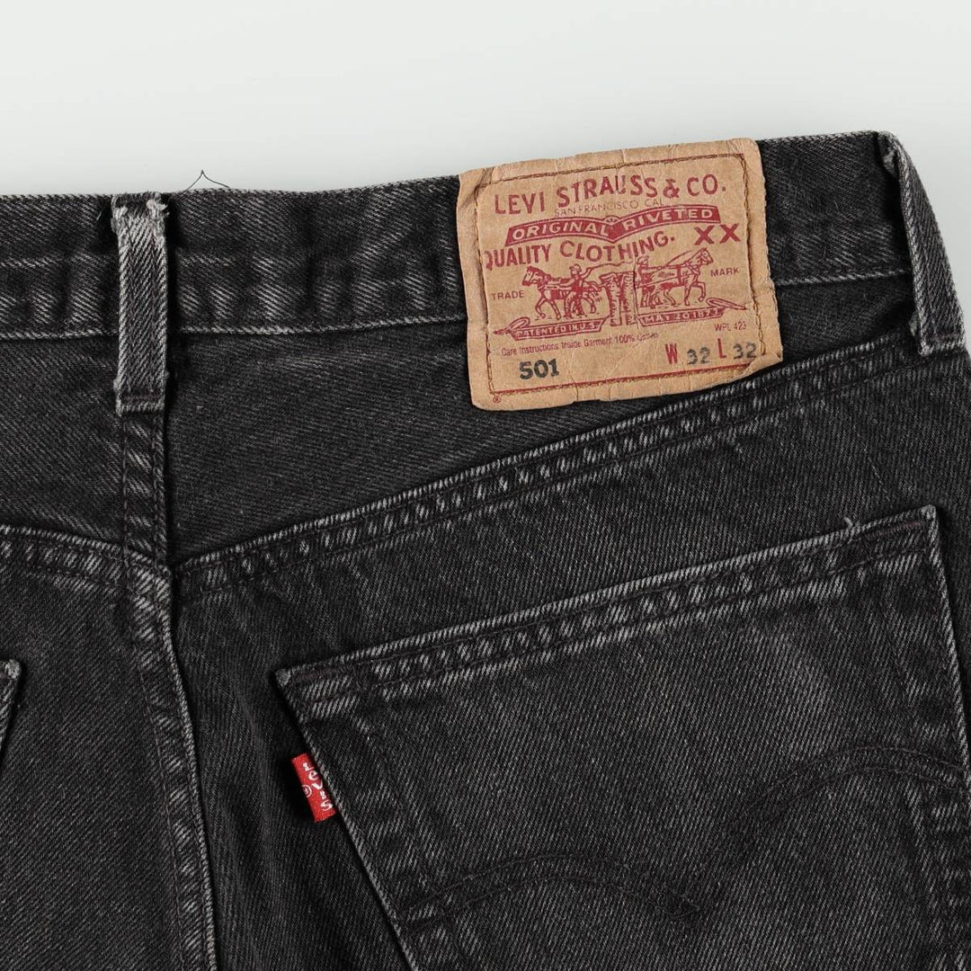1990'S Levi's 501-0185 Black Denim Straight Leg Jeans, Men's Size W31 (approx.), Vintage cotton black type Vintage Second Hand