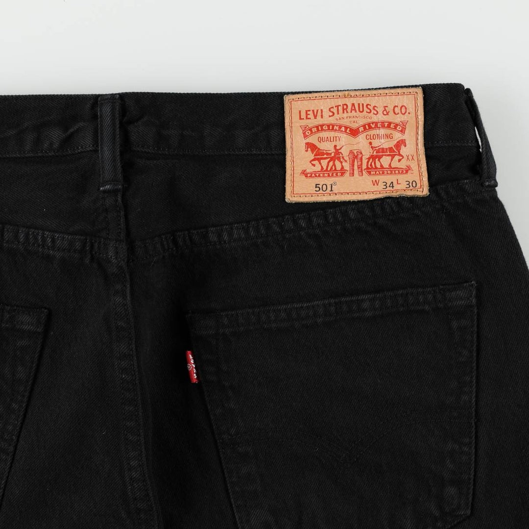 Levi's 501-0165 Black Denim Straight Leg Jeans, Men's Size W35 (approx.) cotton black type Vintage Second Hand