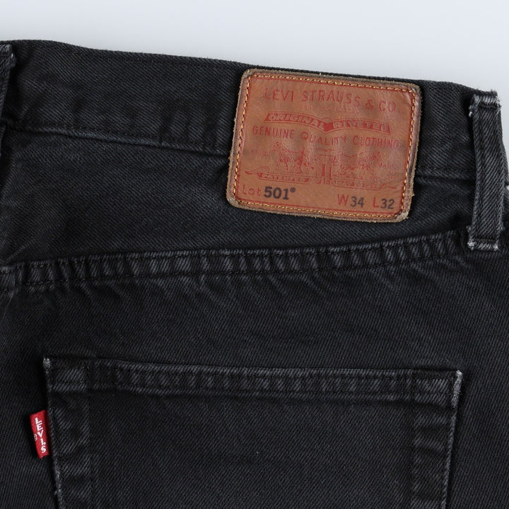 Levi's 501-0165 Black Denim Straight Leg Jeans, Men's Size W35 (approx.) cotton black type Vintage Second Hand