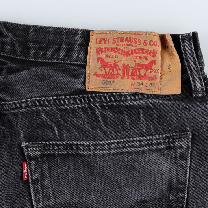 Levi's 501-0660 Black Denim Straight Leg Denim Pants, Men's Size 34 cotton black type Vintage Second Hand
