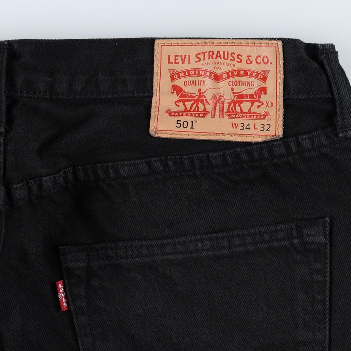 Levi's 501-0165 Black Denim Straight Leg Denim Pants, Men's Size 34 cotton black type Vintage Second Hand