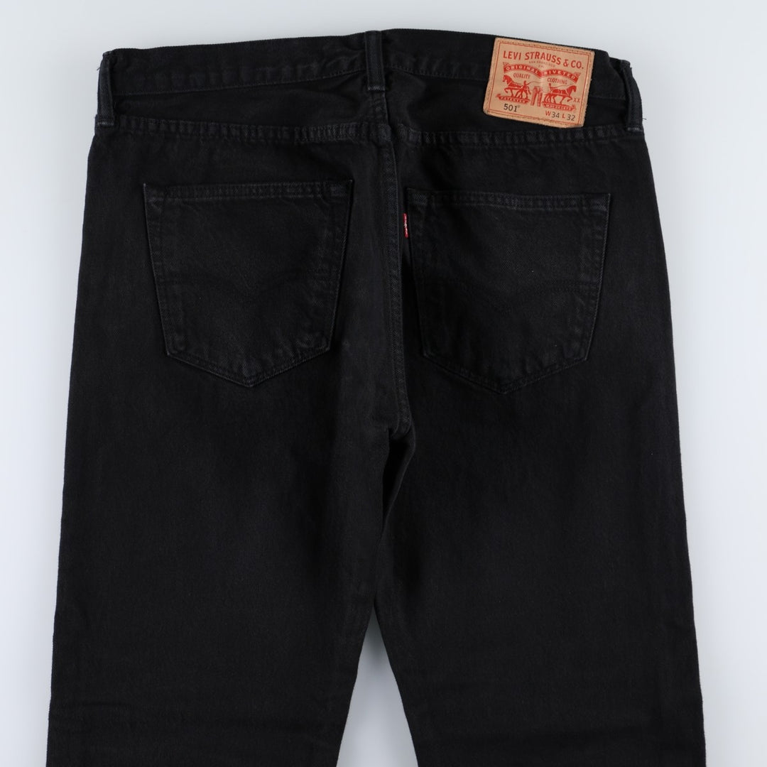 Levi's 501-0165 Black Denim Straight Leg Denim Pants, Men's Size 34 cotton black type Vintage Second Hand