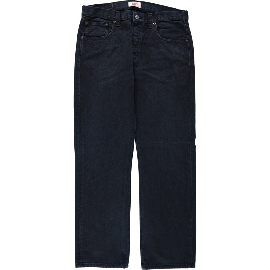 Levi's Levi's 501 STRAIGHT LEG BUTTON-FLY Black denim straight denim pants men's w34 equivalent cotton black type Vintage Second Hand