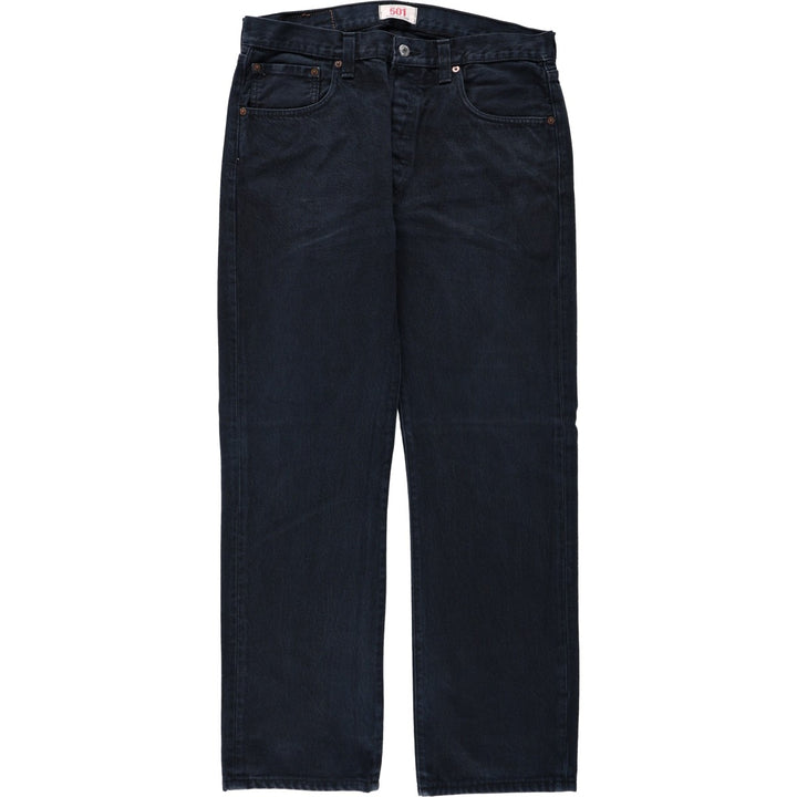 Levi's Levi's 501 STRAIGHT LEG BUTTON-FLY Black denim straight denim pants men's w34 equivalent cotton black type Vintage Second Hand