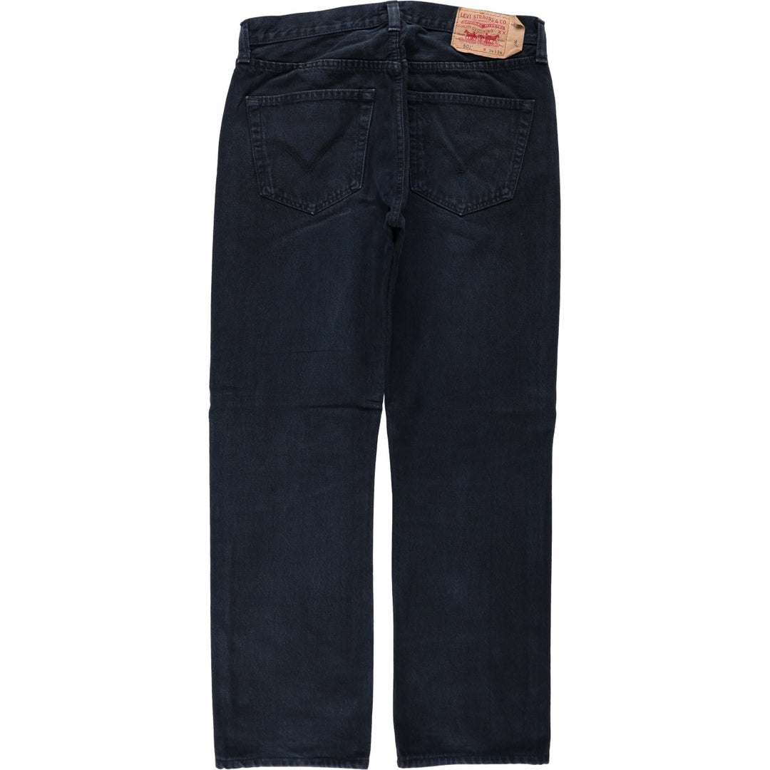 Levi's Levi's 501 STRAIGHT LEG BUTTON-FLY Black denim straight denim pants men's w34 equivalent cotton black type Vintage Second Hand