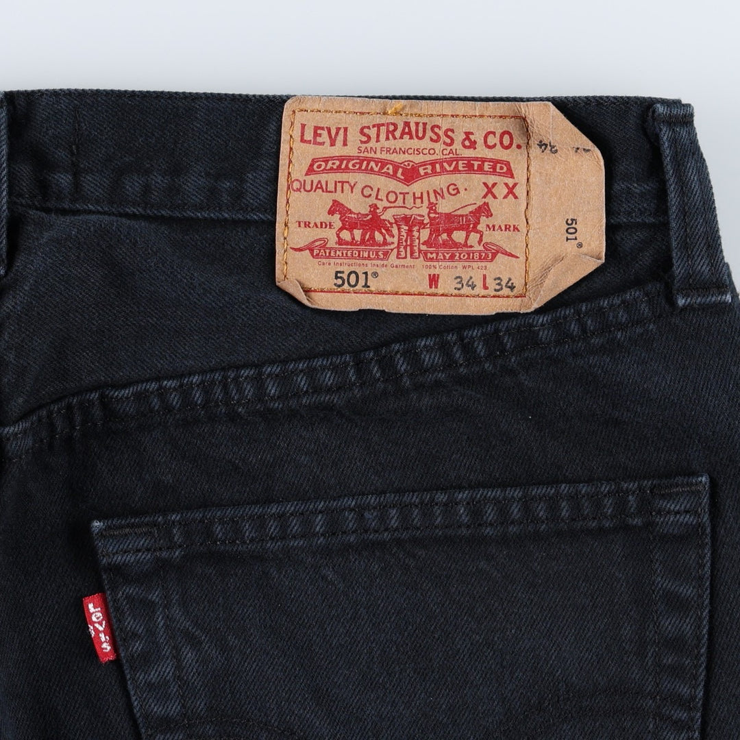 Levi's Levi's 501 STRAIGHT LEG BUTTON-FLY Black denim straight denim pants men's w34 equivalent cotton black type Vintage Second Hand