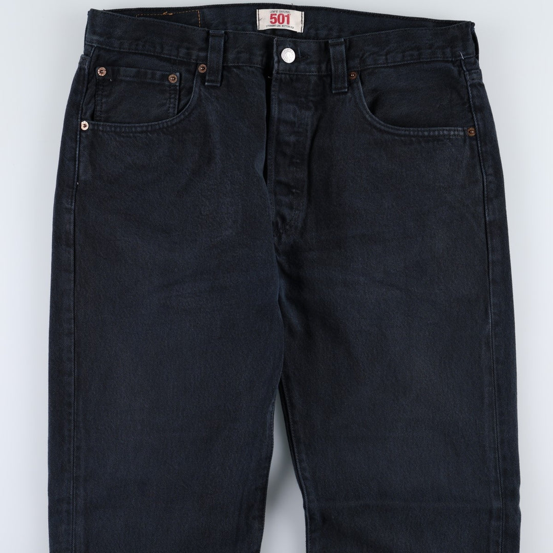 Levi's Levi's 501 STRAIGHT LEG BUTTON-FLY Black denim straight denim pants men's w34 equivalent cotton black type Vintage Second Hand