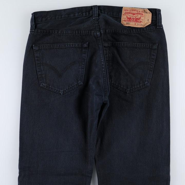 Levi's Levi's 501 STRAIGHT LEG BUTTON-FLY Black denim straight denim pants men's w34 equivalent cotton black type Vintage Second Hand