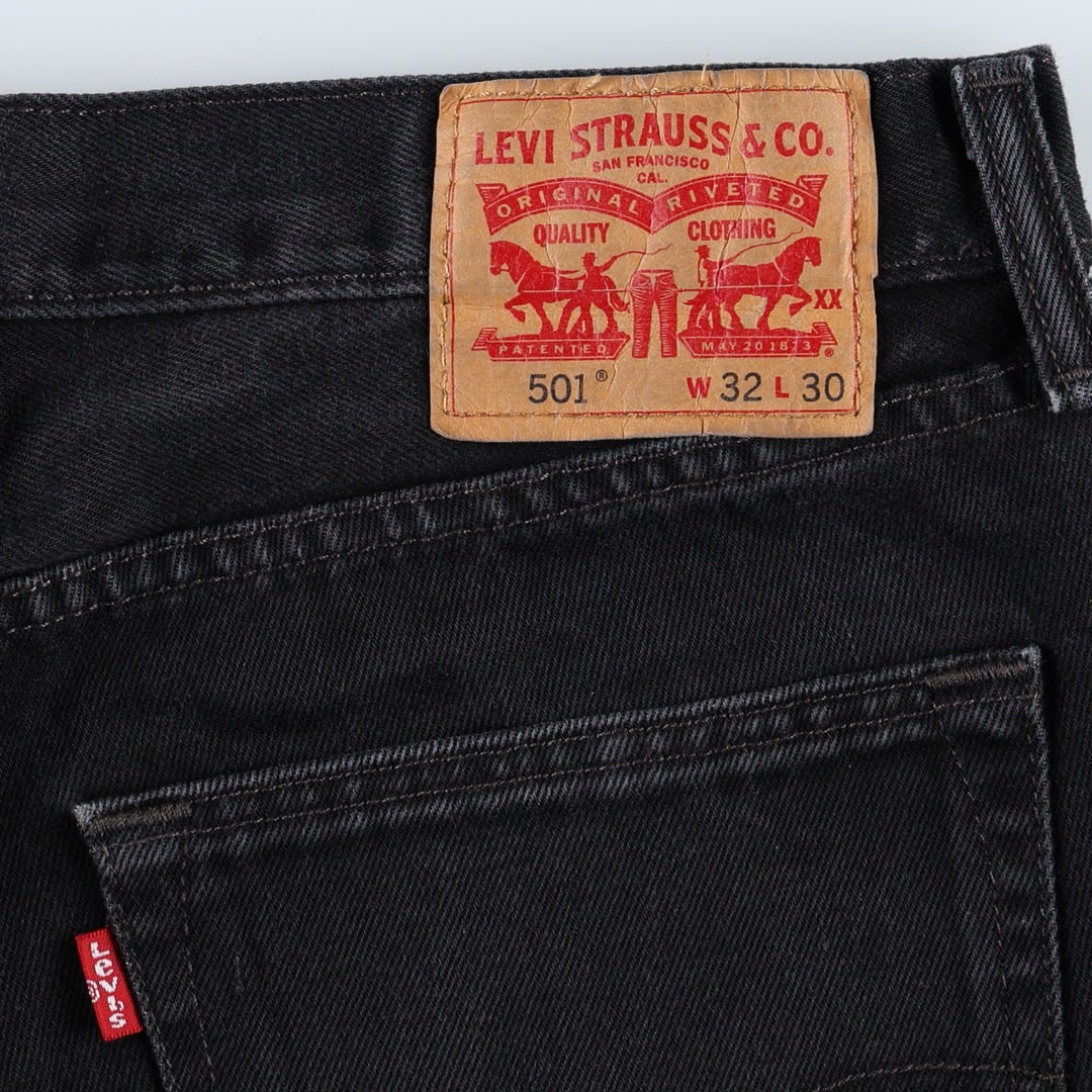 Levi's 501-0660 Black Denim Straight Leg Denim Pants, Men's Size W33 cotton black type Vintage Second Hand
