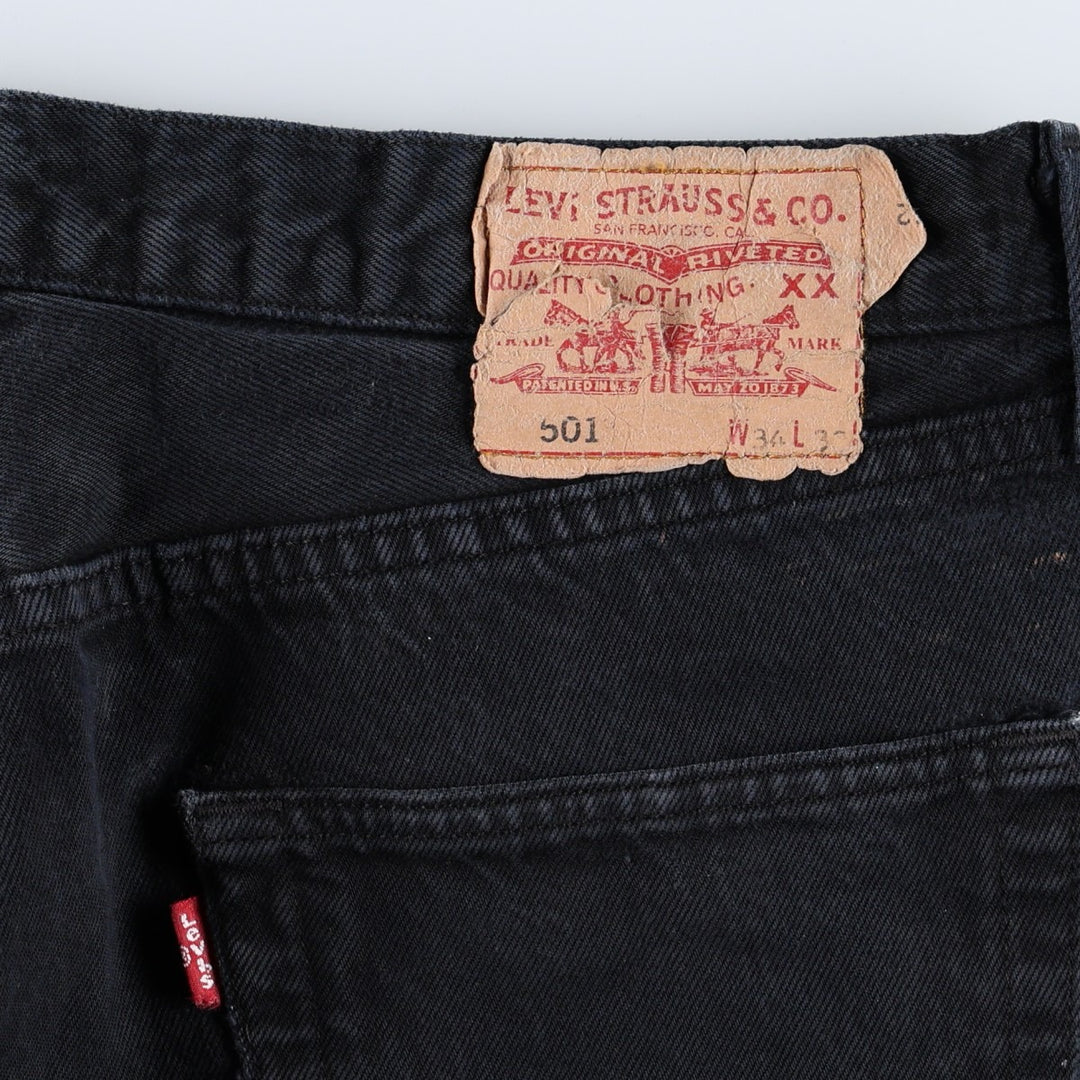 2000'S Levi's 501 0165 Euro Model Black Denim Straight Leg Jeans, Men's W35 (approx.) cotton black type Vintage Second Hand