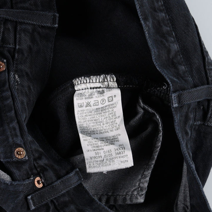 2000'S Levi's 501 0165 Euro Model Black Denim Straight Leg Jeans, Men's W35 (approx.) cotton black type Vintage Second Hand