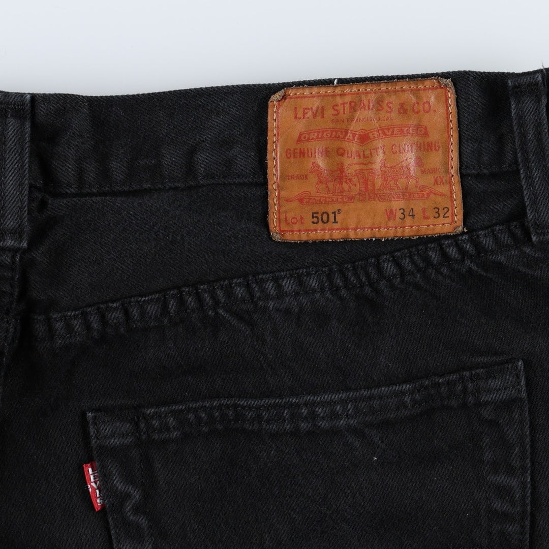Levi's 501-0165 Black Denim Straight Leg Jeans, Men's Size W35 (approx.) cotton black type Vintage Second Hand