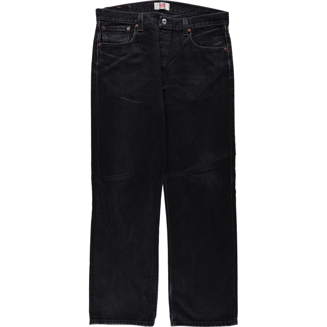 Levi's 501 Straight Leg Button-Fly Black Denim Pants, Men's Size 36 (approx.) cotton black type Vintage Second Hand