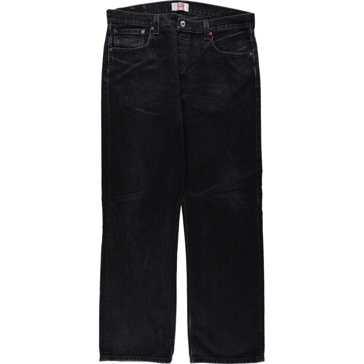 Levi's 501 Straight Leg Button-Fly Black Denim Pants, Men's Size 36 (approx.) cotton black type Vintage Second Hand