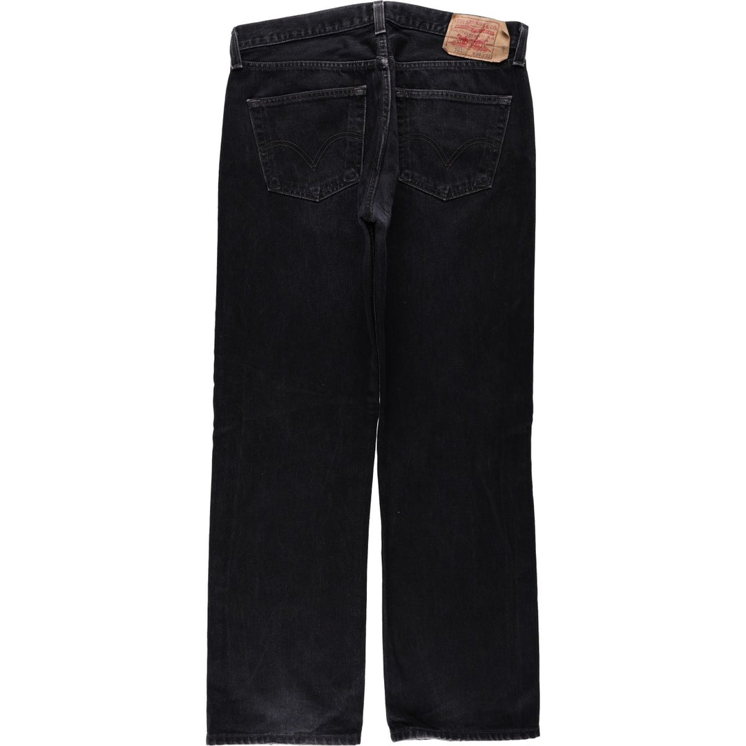 Levi's 501 Straight Leg Button-Fly Black Denim Pants, Men's Size 36 (approx.) cotton black type Vintage Second Hand