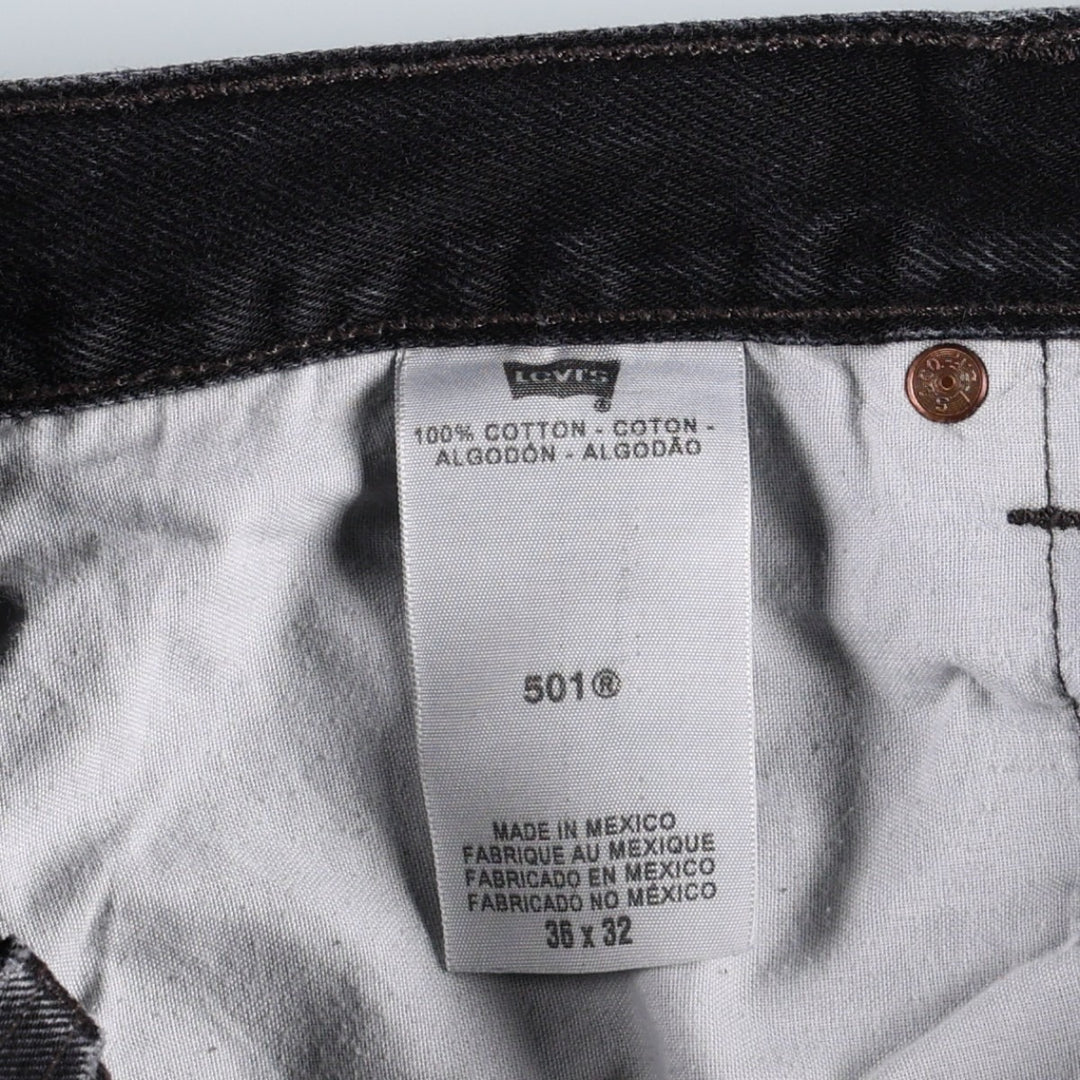 Levi's 501 Straight Leg Button-Fly Black Denim Pants, Men's Size 36 (approx.) cotton black type Vintage Second Hand