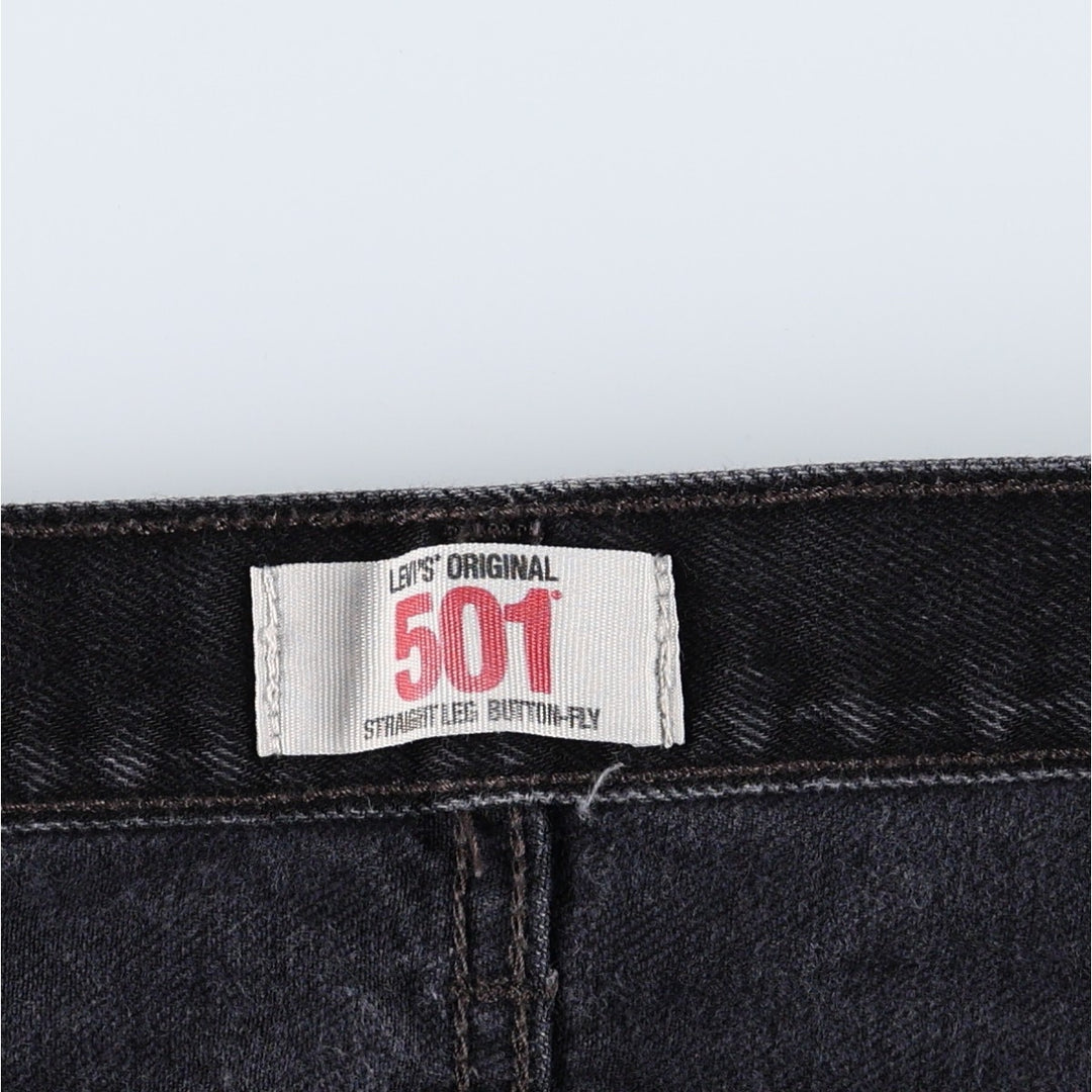 Levi's 501 Straight Leg Button-Fly Black Denim Pants, Men's Size 36 (approx.) cotton black type Vintage Second Hand