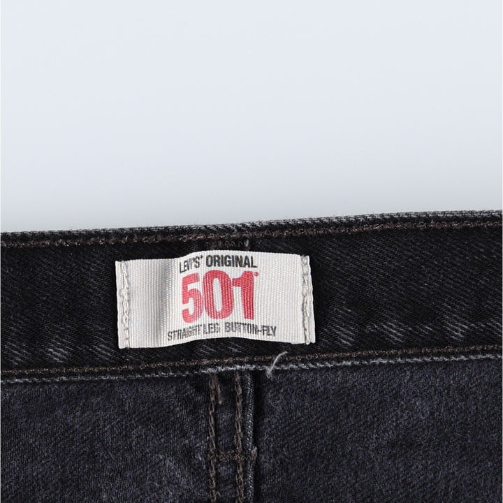 Levi's 501 Straight Leg Button-Fly Black Denim Pants, Men's Size 36 (approx.) cotton black type Vintage Second Hand