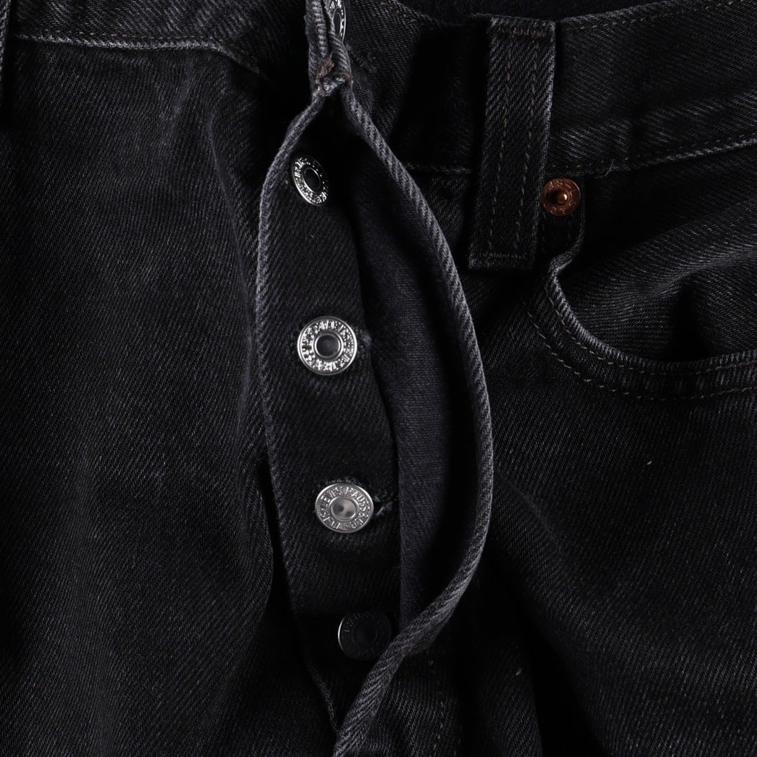 Levi's 501 Straight Leg Button-Fly Black Denim Pants, Men's Size 36 (approx.) cotton black type Vintage Second Hand