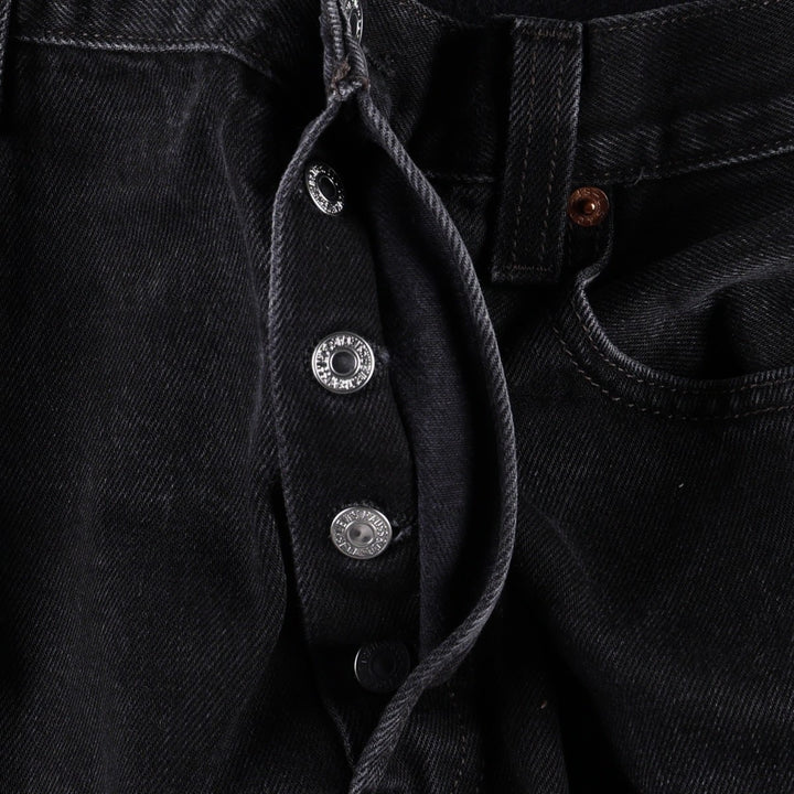 Levi's 501 Straight Leg Button-Fly Black Denim Pants, Men's Size 36 (approx.) cotton black type Vintage Second Hand