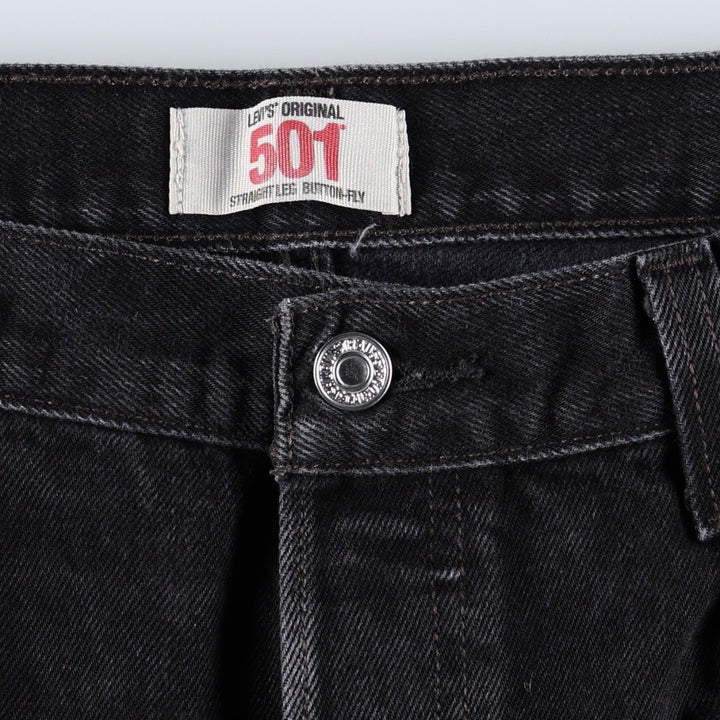 Levi's 501 Straight Leg Button-Fly Black Denim Pants, Men's Size 36 (approx.) cotton black type Vintage Second Hand