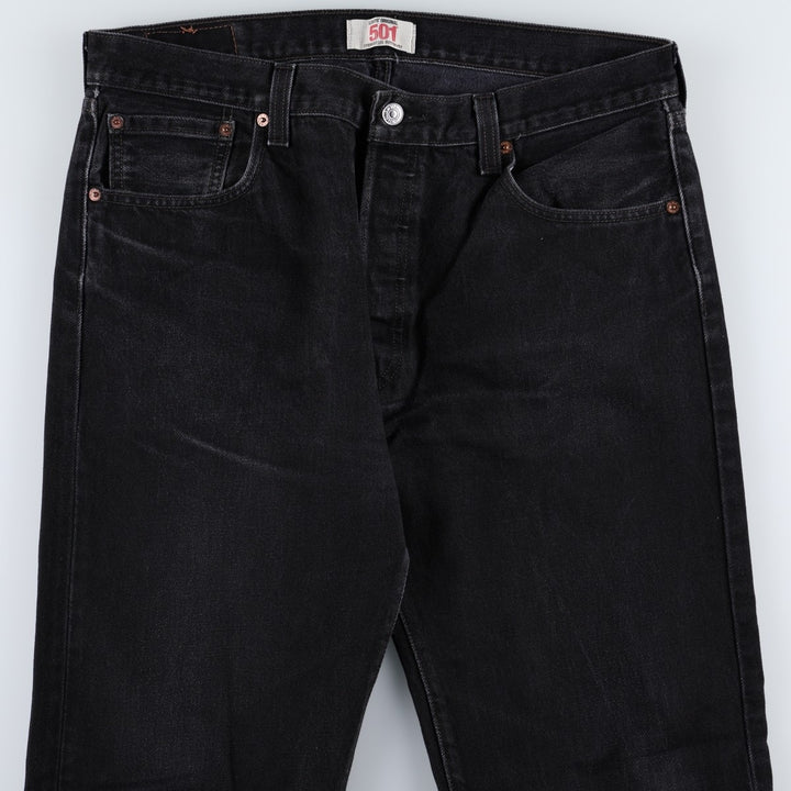 Levi's 501 Straight Leg Button-Fly Black Denim Pants, Men's Size 36 (approx.) cotton black type Vintage Second Hand