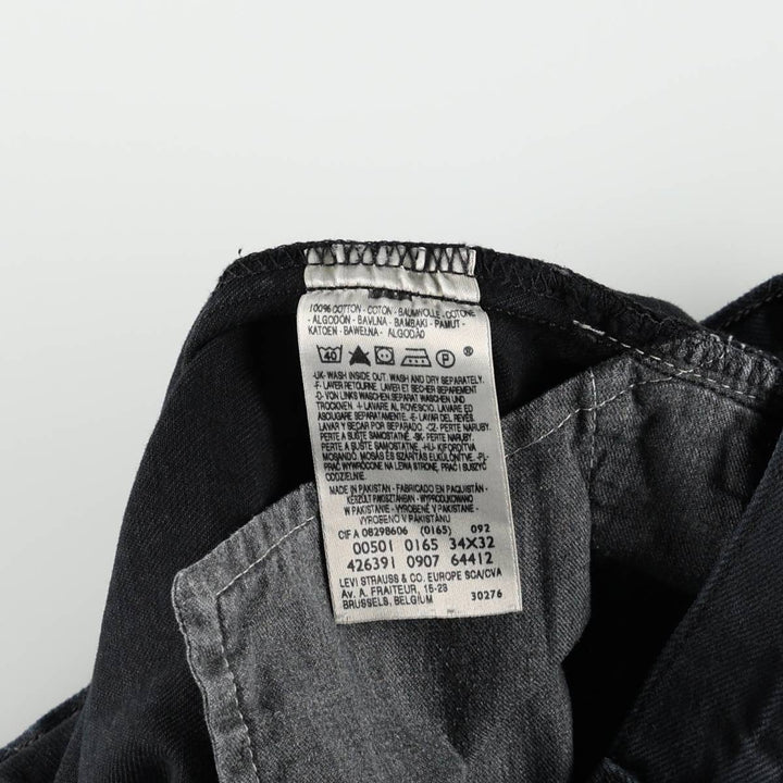 2000'S Levi's 501-0165 Euro Model Black Denim Straight Leg Jeans, Men's Size W34 (approx.) cotton black type Vintage Second Hand