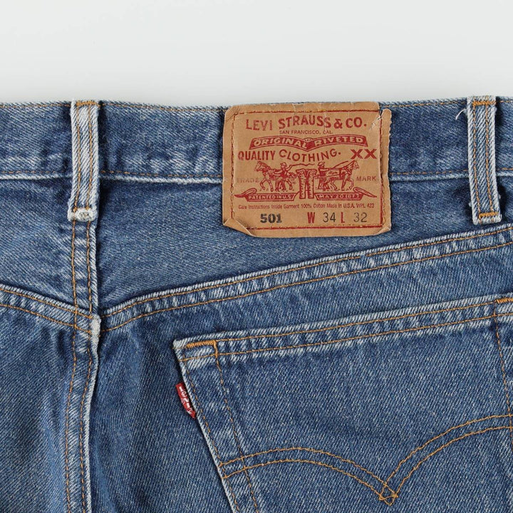90'S Levi's 501-0115 Straight Denim Pants Made in USA Men's W33 Vintage cotton blue type Vintage Second Hand