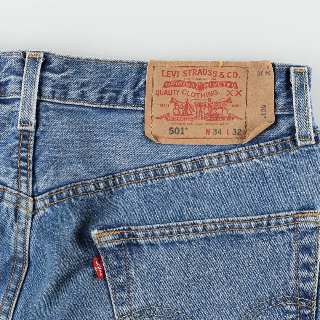 2000'S Levi's 501-0193 Straight Denim Pants, Made in USA, Men's Size 34 (approx.) cotton blue type Vintage Second Hand