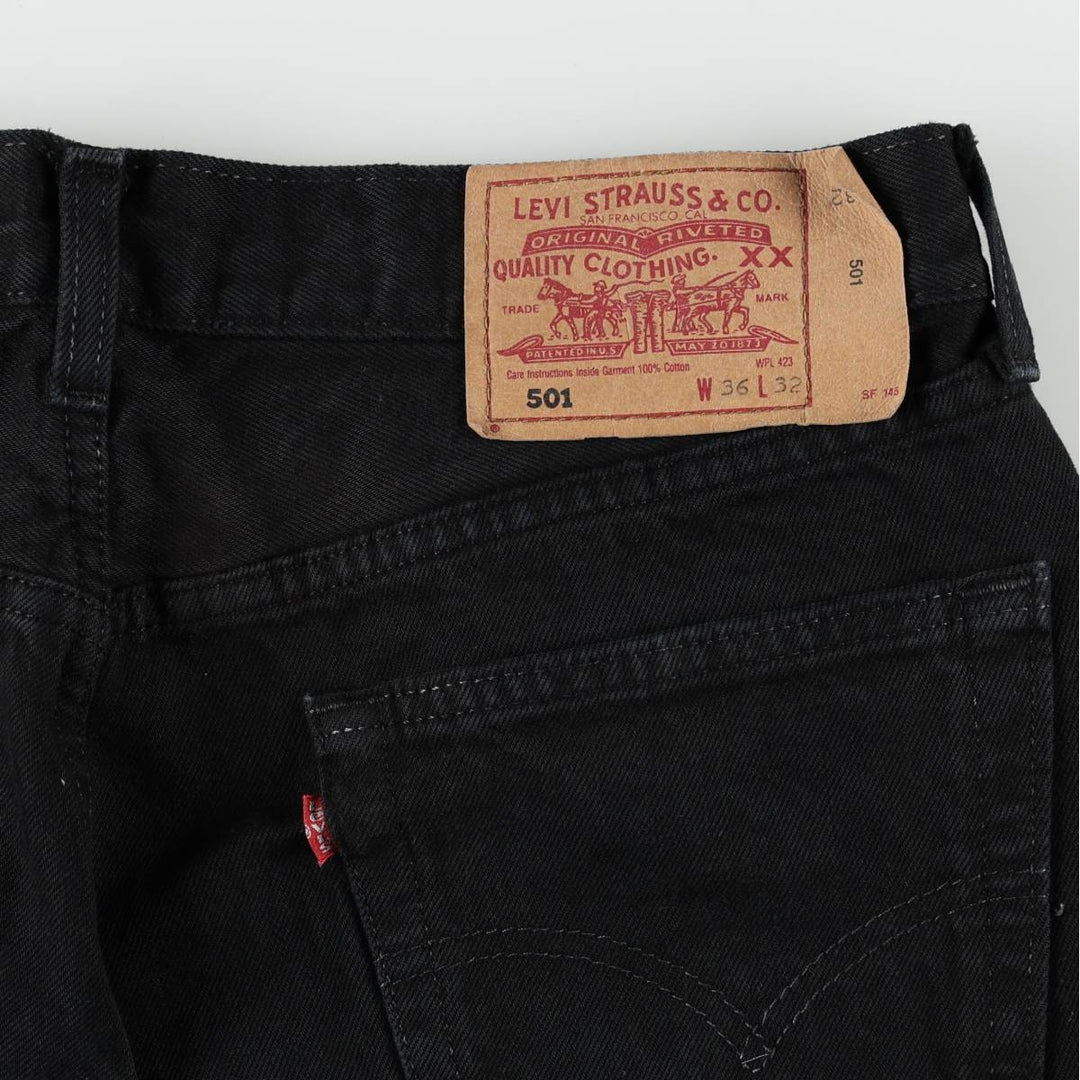 Levi's 501-0165 Black Denim Straight Leg Jeans, Made in England, Men's Size W34 (approx.) cotton black type Vintage Second Hand