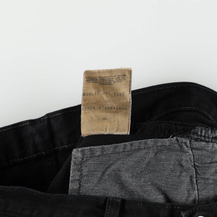 Levi's 501-0165 Black Denim Straight Leg Jeans, Made in England, Men's Size W34 (approx.) cotton black type Vintage Second Hand