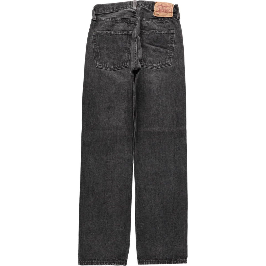 2000'S Levi's 501-0185 Euro Model Black Denim Straight Leg Jeans, Made in England, Women's Size L (W28 equivalent) cotton black type Vintage Second Hand