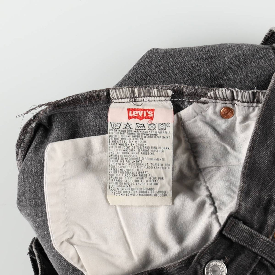 2000'S Levi's 501-0185 Euro Model Black Denim Straight Leg Jeans, Made in England, Women's Size L (W28 equivalent) cotton black type Vintage Second Hand