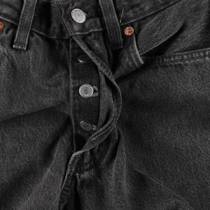 2000'S Levi's 501-0185 Euro Model Black Denim Straight Leg Jeans, Made in England, Women's Size L (W28 equivalent) cotton black type Vintage Second Hand