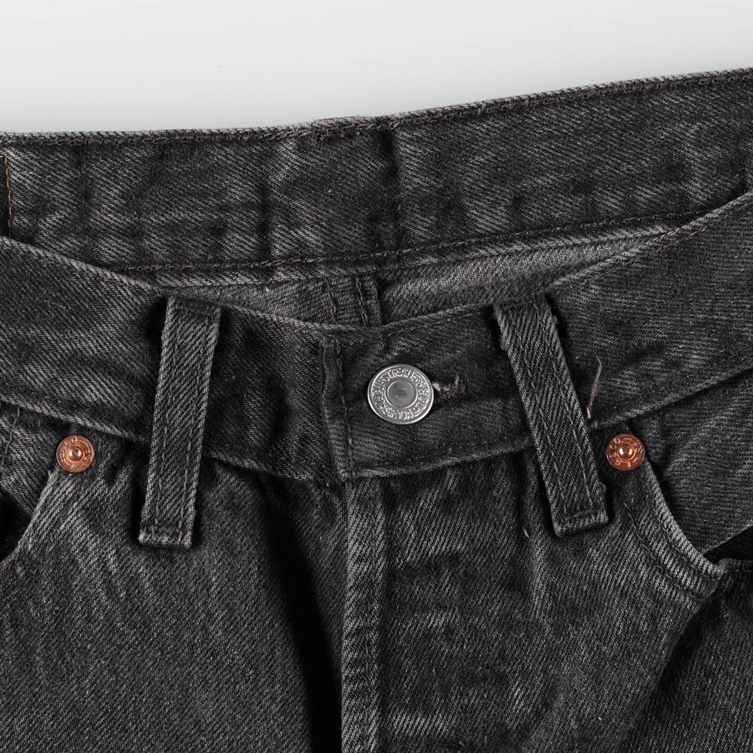 2000'S Levi's 501-0185 Euro Model Black Denim Straight Leg Jeans, Made in England, Women's Size L (W28 equivalent) cotton black type Vintage Second Hand