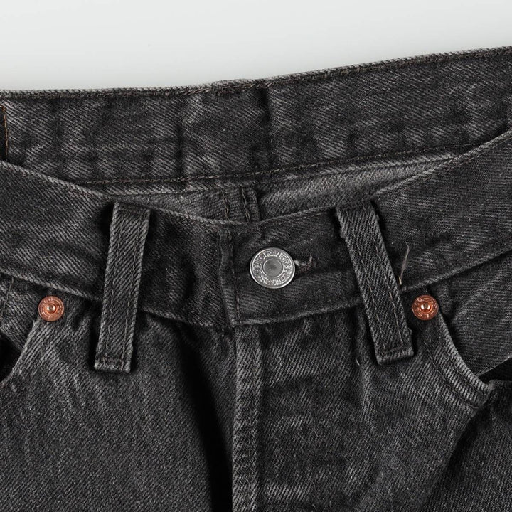 2000'S Levi's 501-0185 Euro Model Black Denim Straight Leg Jeans, Made in England, Women's Size L (W28 equivalent) cotton black type Vintage Second Hand