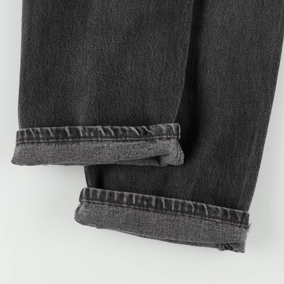 2000'S Levi's 501-0185 Euro Model Black Denim Straight Leg Jeans, Made in England, Women's Size L (W28 equivalent) cotton black type Vintage Second Hand