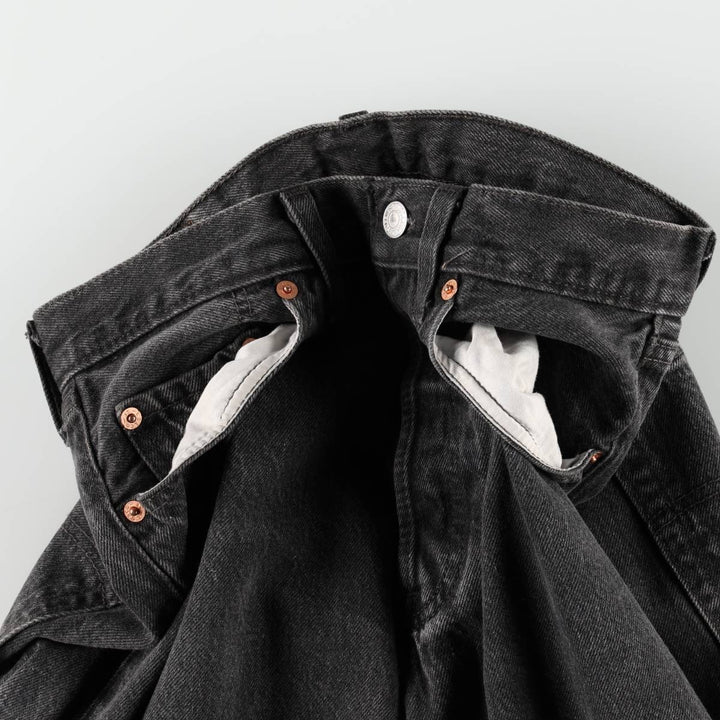 2000'S Levi's 501-0185 Euro Model Black Denim Straight Leg Jeans, Made in England, Women's Size L (W28 equivalent) cotton black type Vintage Second Hand