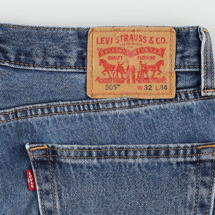 Levi's 505 tapered denim pants for men, equivalent to w32 cotton blue type Vintage Second Hand