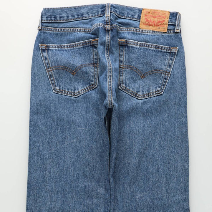 Levi's 505 tapered denim pants for men, equivalent to w32 cotton blue type Vintage Second Hand